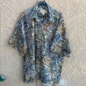 Johari West Button Down Colorful Hawaiian Geometric Pattern Shirt Sz 2XL